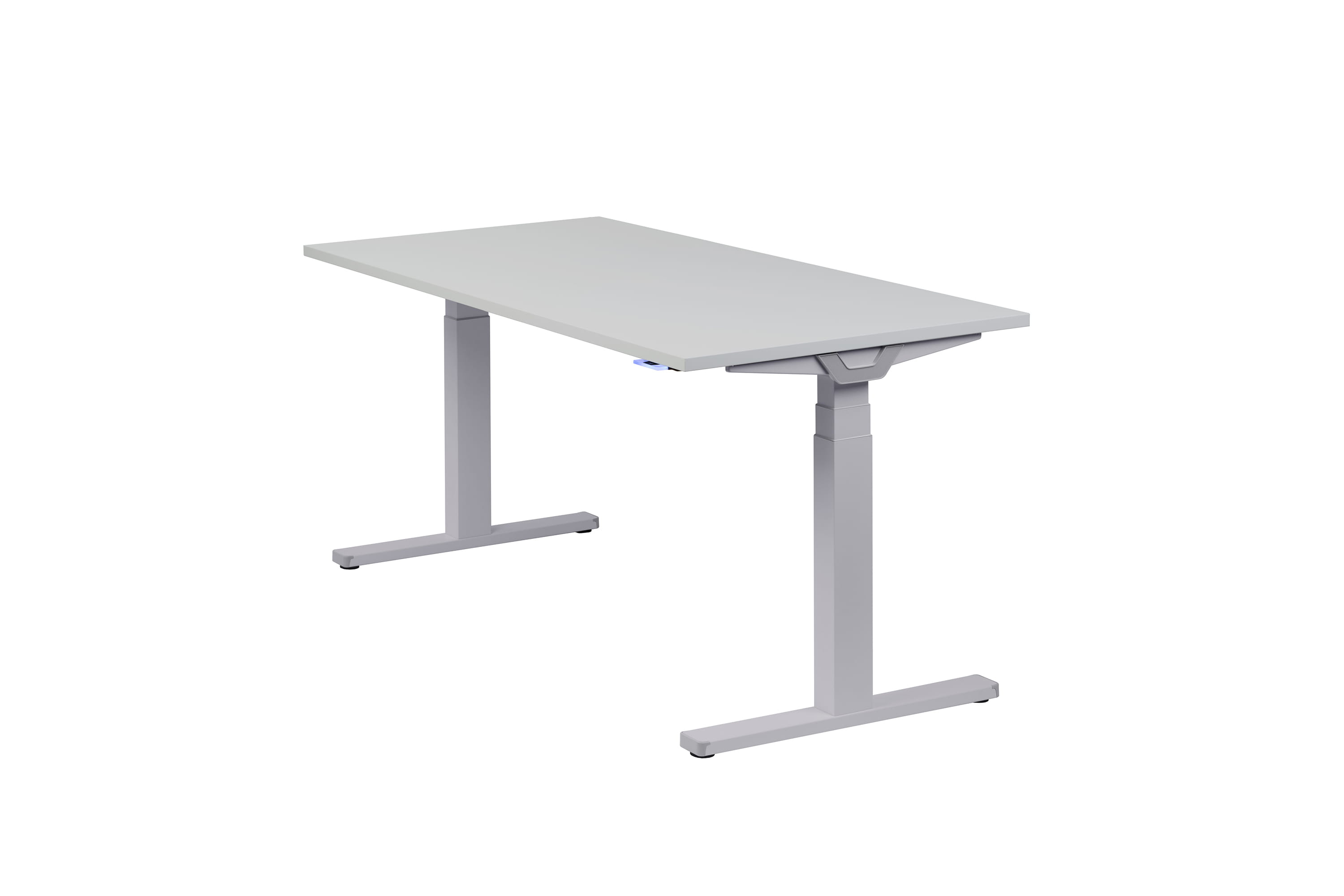 Höhenverstellbarer Schreibtisch "Premium Line", silber, Tischplatte 160 x 80 cm lichtgrau, elektrisch höhenverstellbar, Stehschreibtisch, Tischgestell