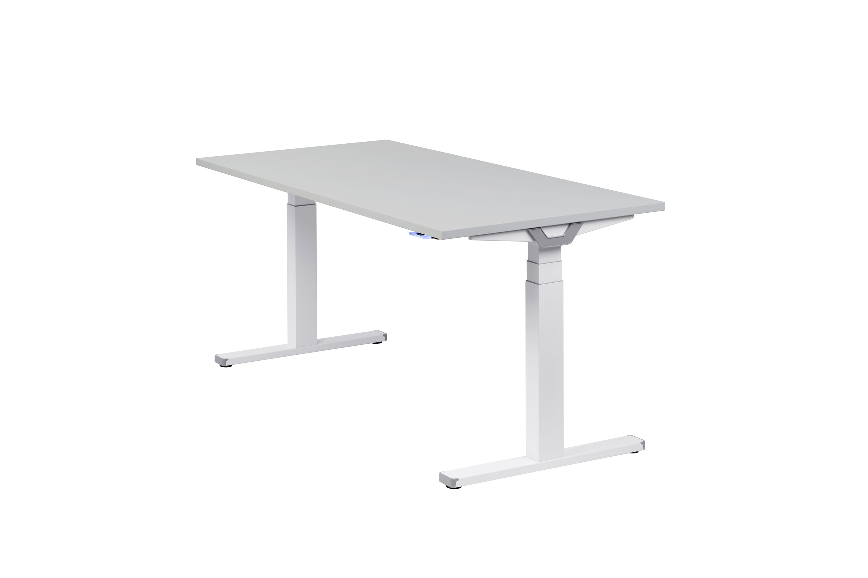 Höhenverstellbarer Schreibtisch "Premium Line", weiß, Tischplatte 160 x 80 cm lichtgrau, elektrisch höhenverstellbar, Stehschreibtisch, Tischgestell