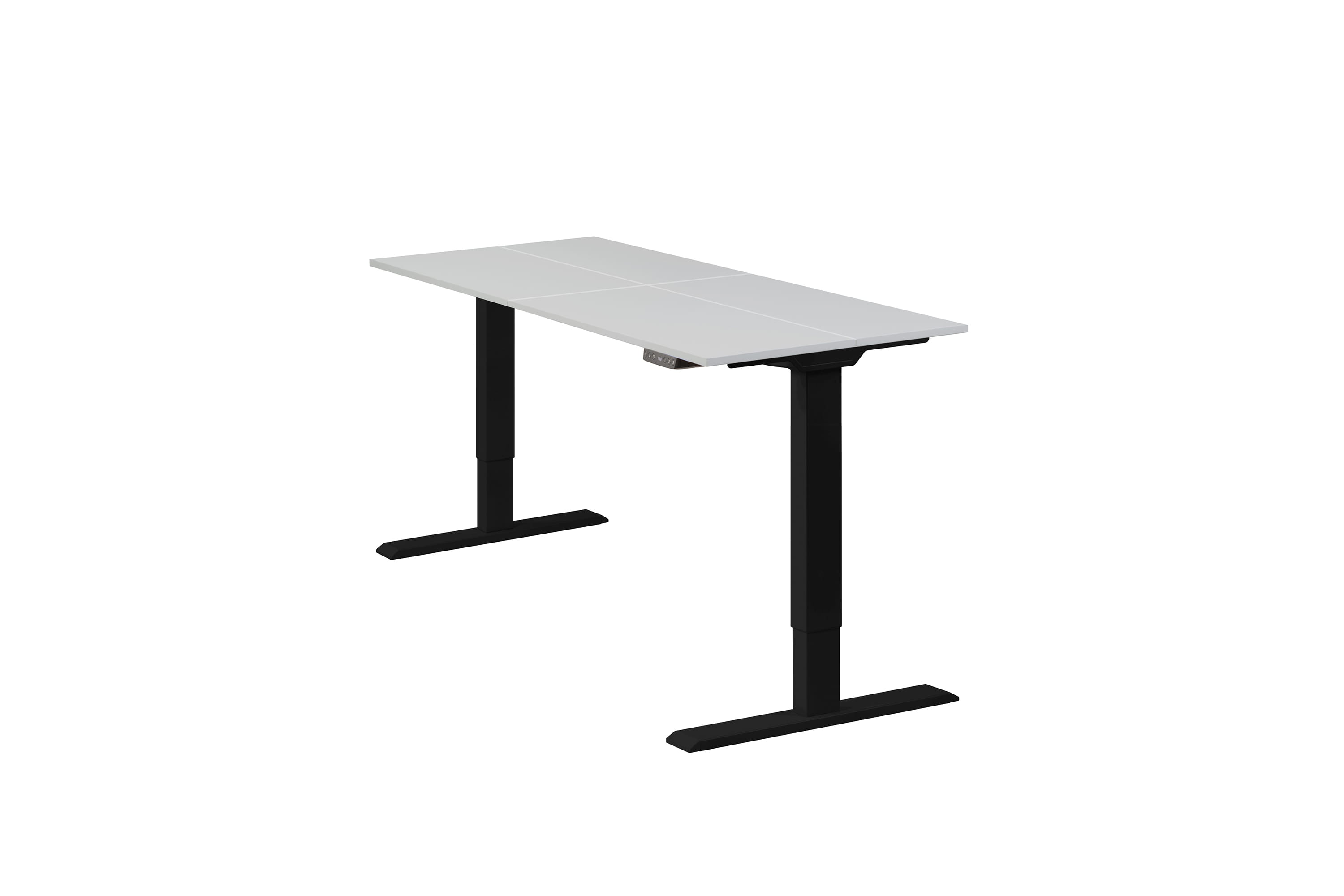 Höhenverstellbarer Schreibtisch "Homedesk Eco", Schwarz, Tischplatte 130 x 60 cm lichtgrau, elektrisch stufenlos höhenverstellbar, Stehschreibtisch,