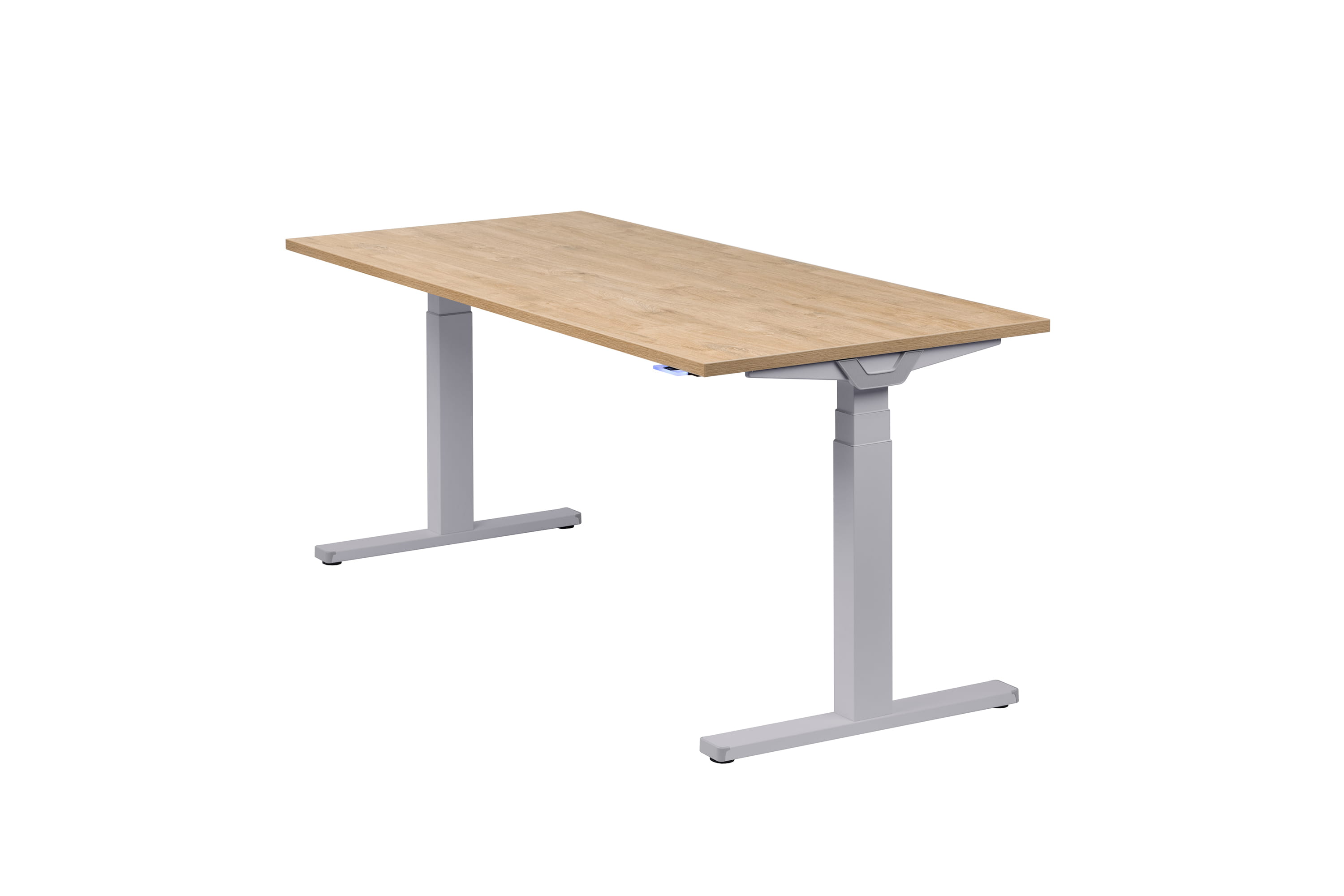 Höhenverstellbarer Schreibtisch "Premium Line", silber, Tischplatte 180 x 80 cm Wildeiche, elektrisch höhenverstellbar, Stehschreibtisch, Tischgestell