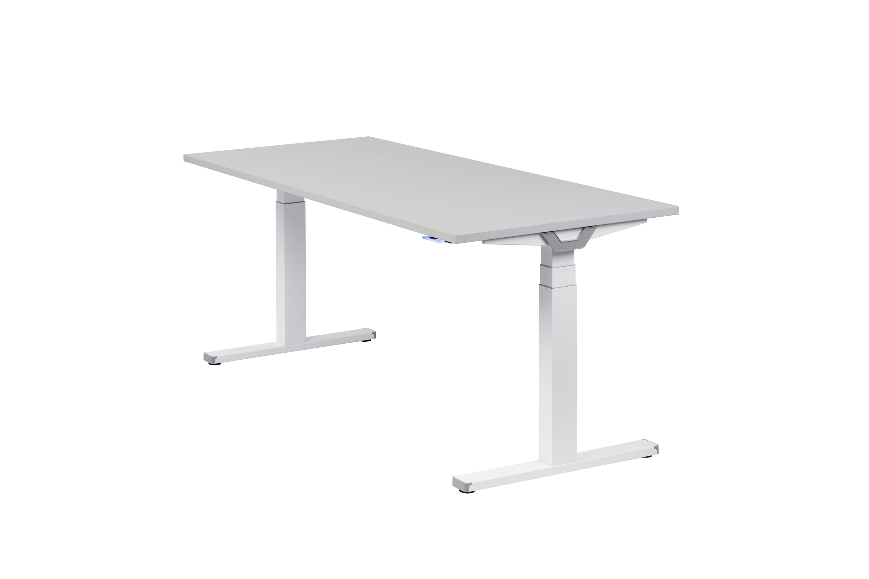 Höhenverstellbarer Schreibtisch "Premium Line", weiß, Tischplatte 180 x 80 cm lichtgrau, elektrisch höhenverstellbar, Stehschreibtisch, Tischgestell