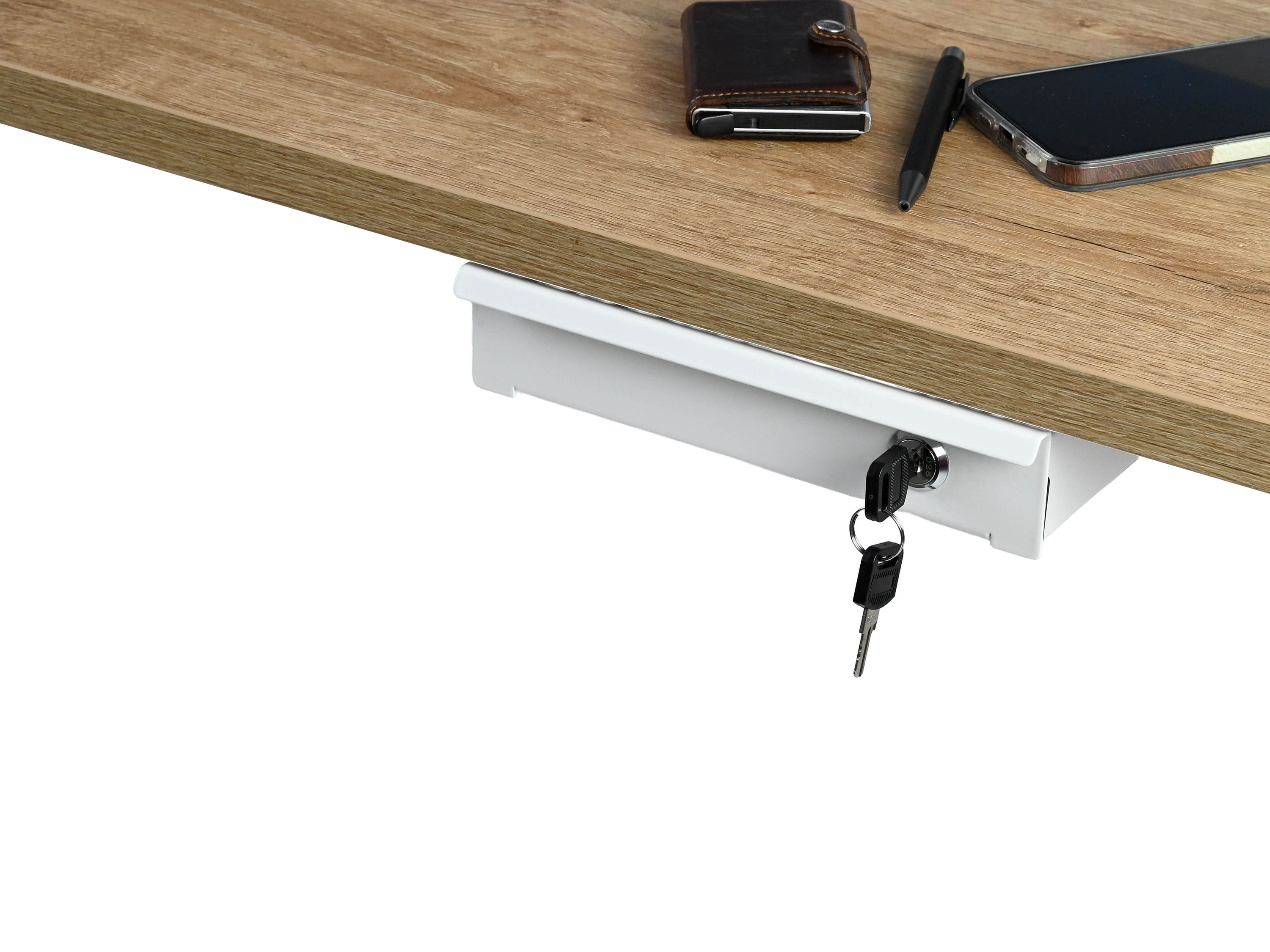 Kleine Schublade Weiß mit Schloss Freistellbild