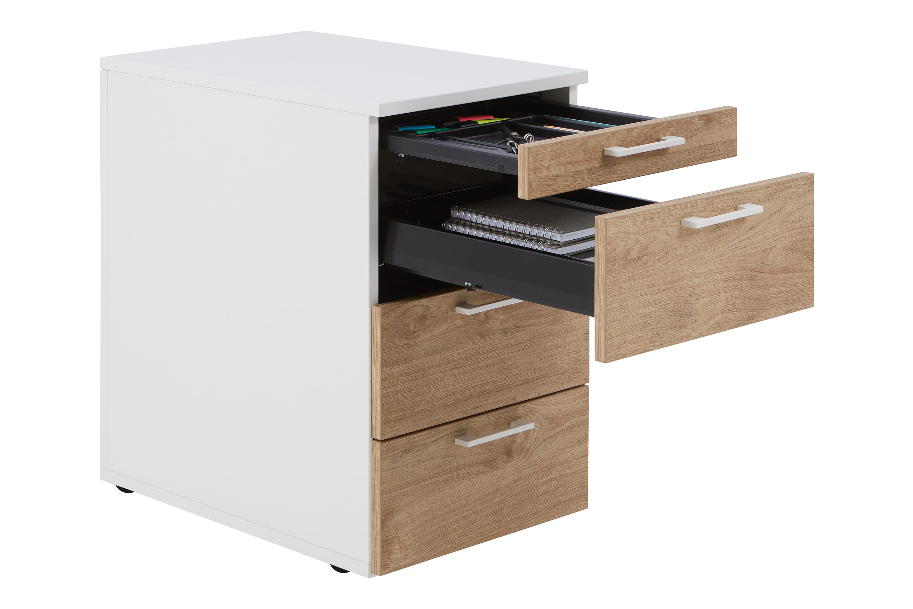 Rollcontainer_weiss-wildeiche-Bild02 be.smart – kontenerek na kólkach 43 cm